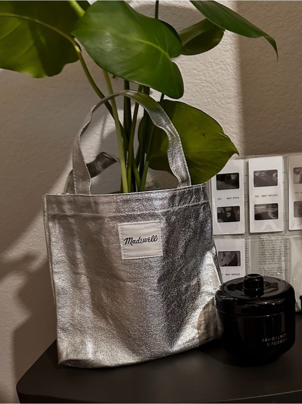 Madewell Silver Metallic Shimmer Tote